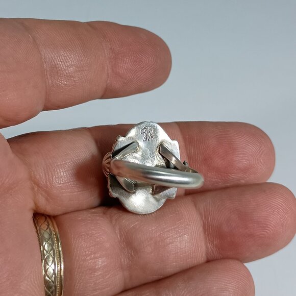 Native America Navajo Sterling Silver Turquoise Ring By Bobby Platero Size: 7 - Picture 8 of 9